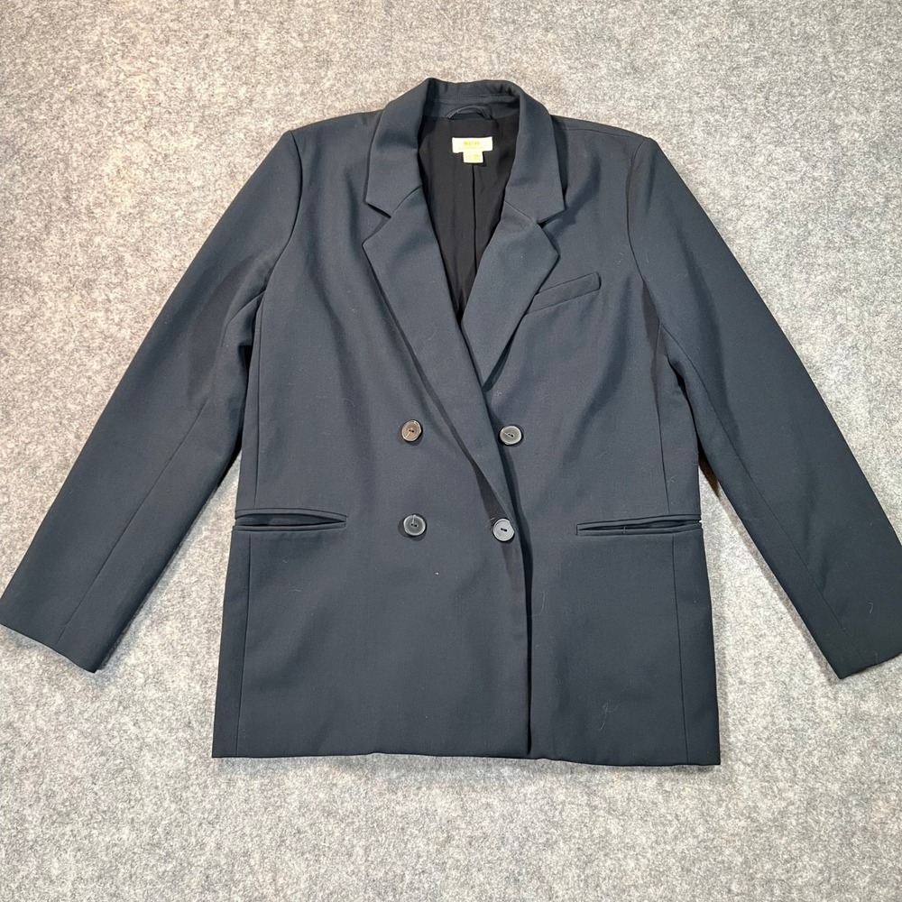 Maeve Anthropologie Blazer Women 10 Blue Double Breasted Oversize Academia